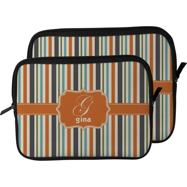 Orange & Blue Stripes Laptop Sleeve (Size Comparison)