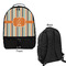 Orange & Blue Stripes Large Backpack - Black - Front & Back View