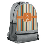 Orange & Blue Stripes Backpack - Grey (Personalized)