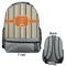 Orange & Blue Stripes Large Backpack - Gray - Front & Back View