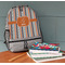 Orange & Blue Stripes Large Backpack - Gray - On Desk