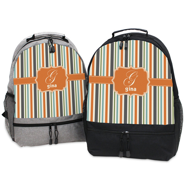 Orange & Blue Stripes Large Backpacks - Both