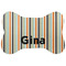 Orange & Blue Stripes Bone Shaped Dog Food Mat (Large) (Personalized)