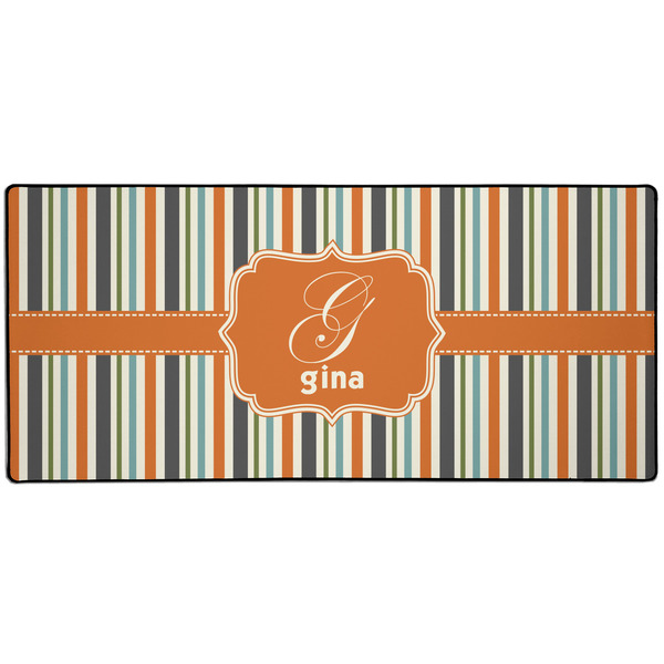 Custom Orange & Blue Stripes Gaming Mouse Pad (Personalized)
