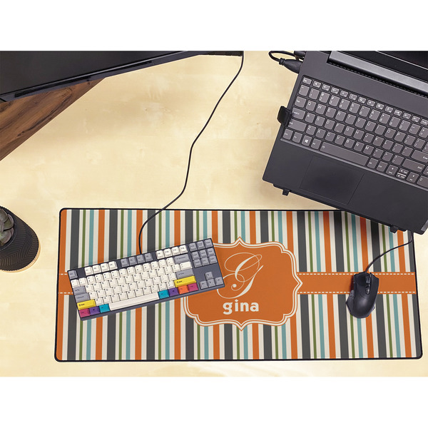 Orange & Blue Stripes Large Gaming Mats - LIFESTYLE