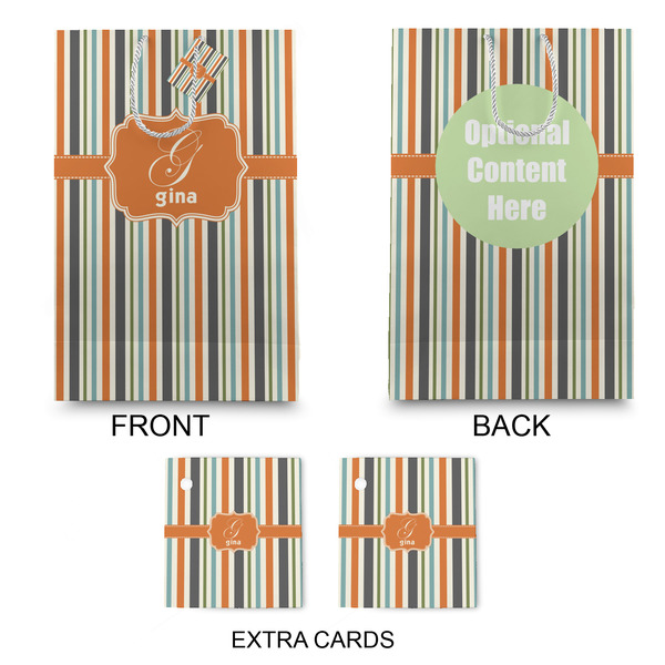 Orange & Blue Stripes Large Gift Bag - Approval