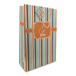 Orange & Blue Stripes Large Gift Bag (Personalized)