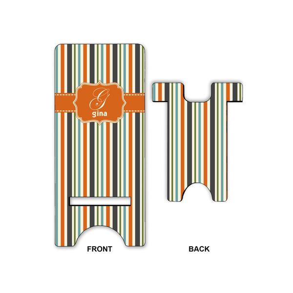 Orange & Blue Stripes Large Phone Stand - Front & Back