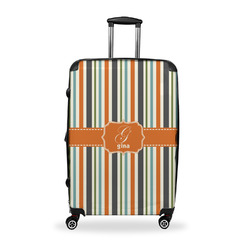 Orange & Blue Stripes Suitcase - 28" Large - Checked w/ Name and Initial