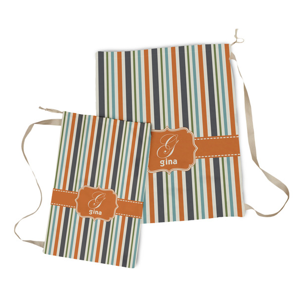 Orange & Blue Stripes Laundry Bag - Both Bags