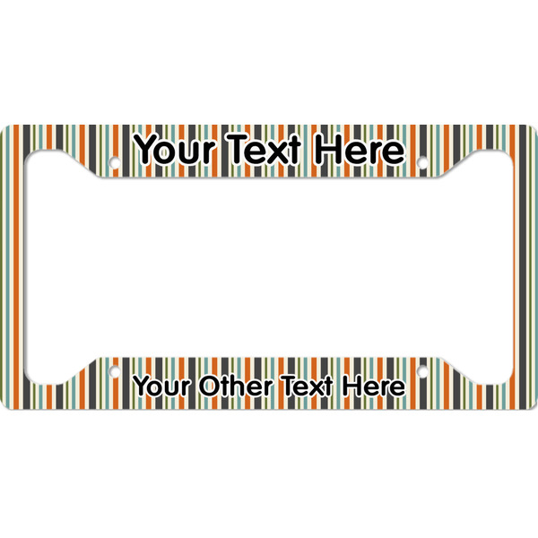 Custom Orange & Blue Stripes License Plate Frame (Personalized)