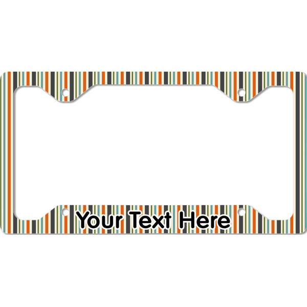 Custom Orange & Blue Stripes License Plate Frame - Style C (Personalized)
