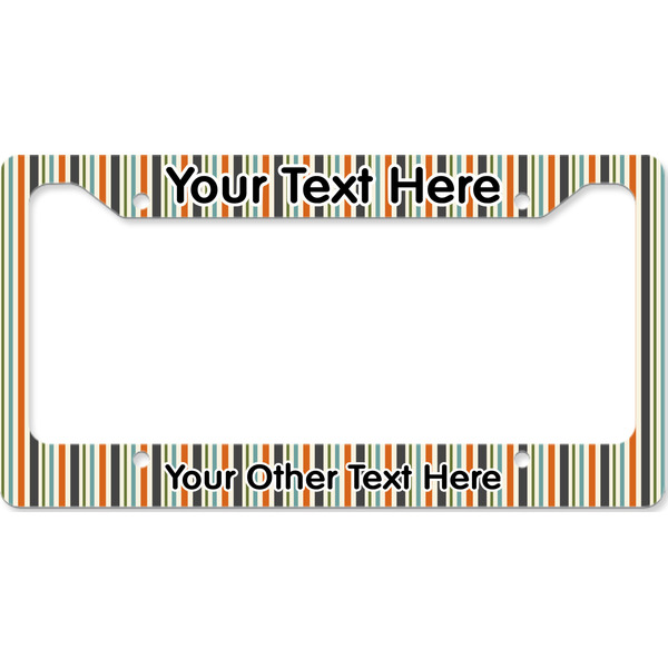 Custom Orange & Blue Stripes License Plate Frame - Style B (Personalized)