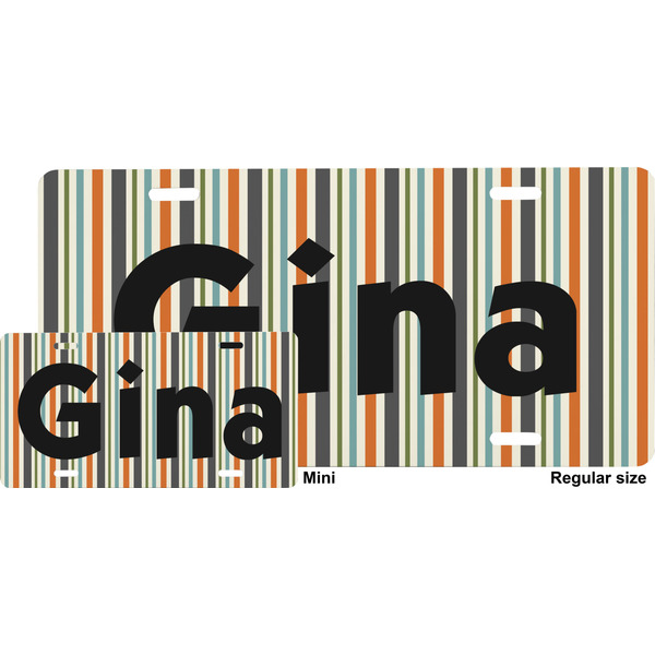 Orange & Blue Stripes License Plate (Sizes)