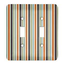 Orange & Blue Stripes Light Switch Cover (2 Toggle Plate) (Personalized)