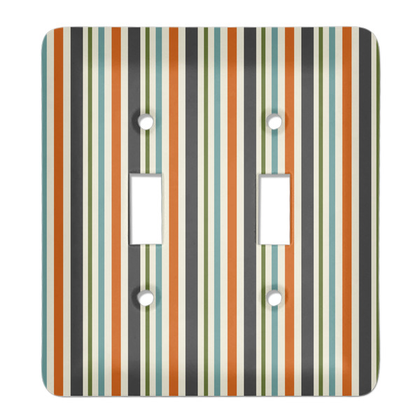 Custom Orange & Blue Stripes Light Switch Cover (2 Toggle Plate)