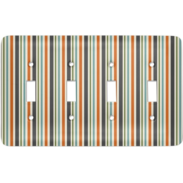 Custom Orange & Blue Stripes Light Switch Cover (4 Toggle Plate)