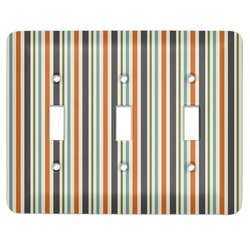 Orange & Blue Stripes Light Switch Cover (3 Toggle Plate)
