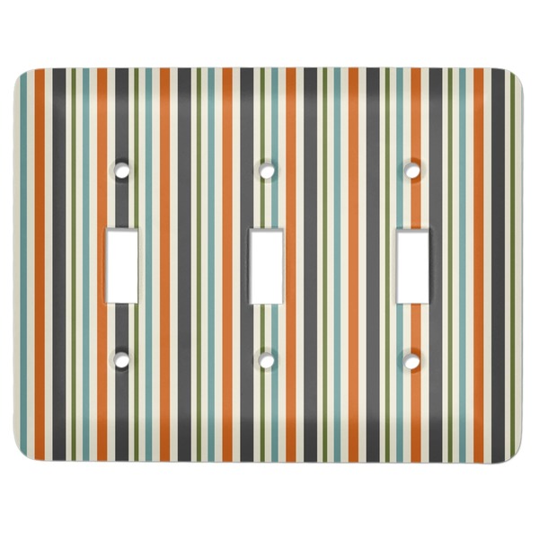 Custom Orange & Blue Stripes Light Switch Cover (3 Toggle Plate)