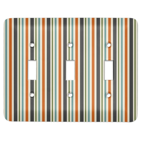Custom Orange & Blue Stripes Light Switch Cover (3 Toggle Plate)