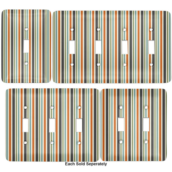 Orange & Blue Stripes Light Switch Covers all sizes