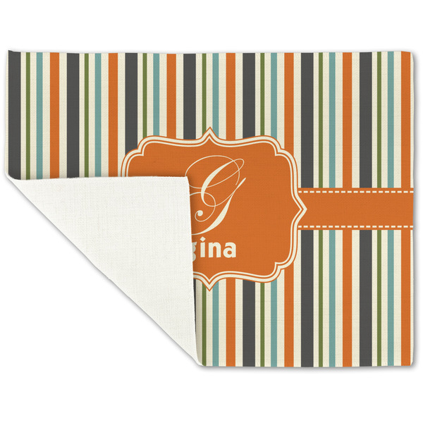 Orange & Blue Stripes Linen Placemat - Folded Corner (single side)