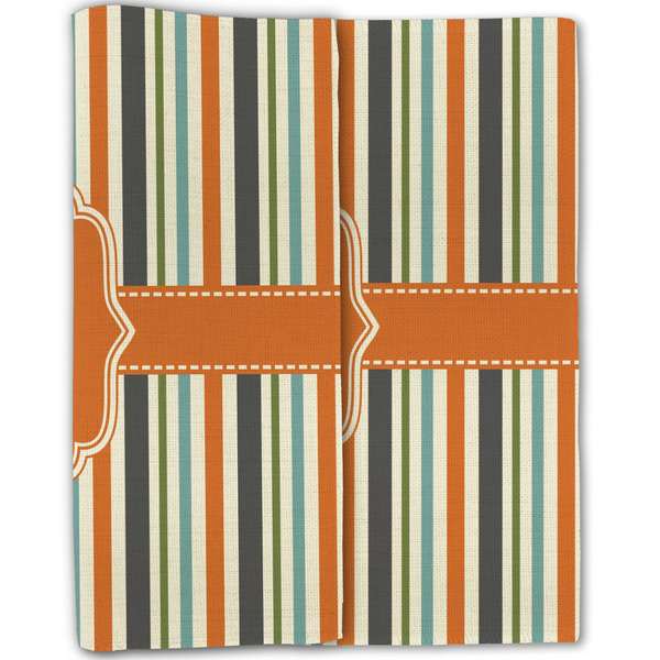 Orange & Blue Stripes Linen Placemat - Folded Half (double sided)