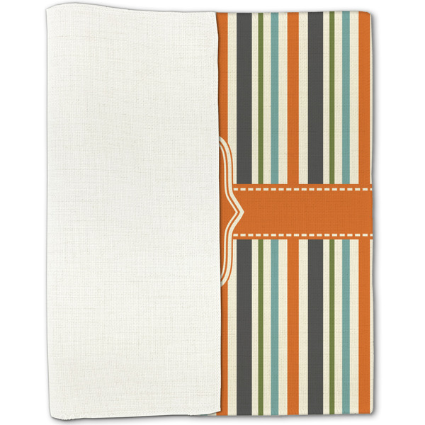 Orange & Blue Stripes Linen Placemat - Folded Half