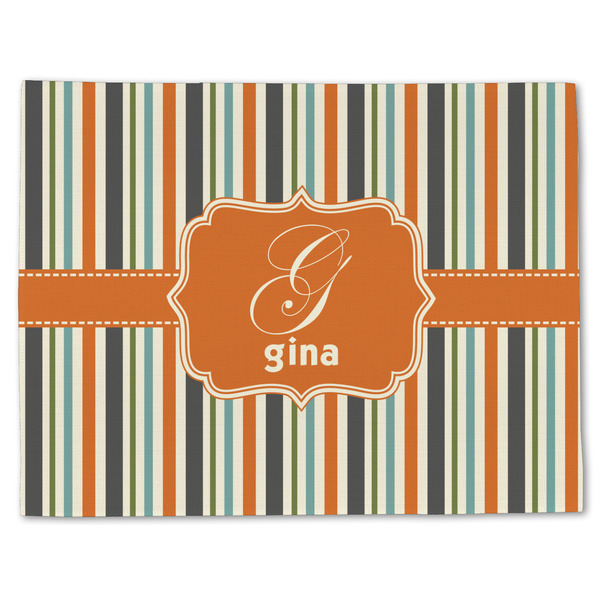 Orange & Blue Stripes Linen Placemat - Front