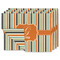 Orange & Blue Stripes Double-Sided Linen Placemat - Set of 4 w/ Name and Initial