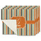 Orange & Blue Stripes Single-Sided Linen Placemat - Set of 4 w/ Name and Initial