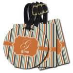 Orange & Blue Stripes Plastic Luggage Tag (Personalized)
