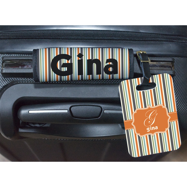 Orange & Blue Stripes Luggage Wrap & Tag