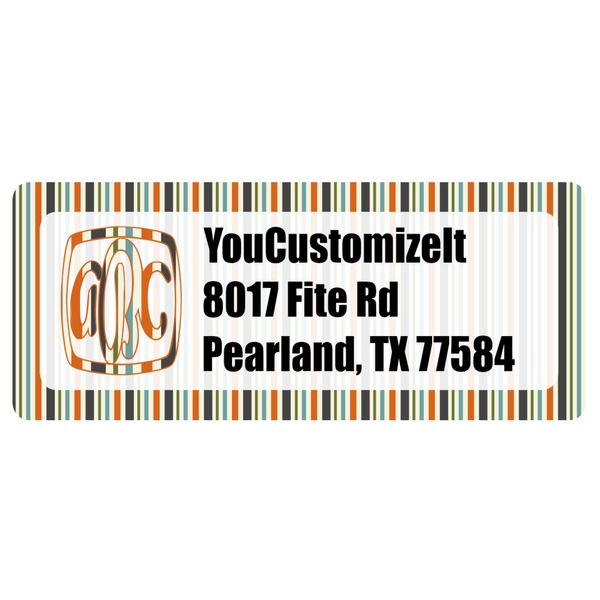 Custom Orange & Blue Stripes Return Address Labels (Personalized)