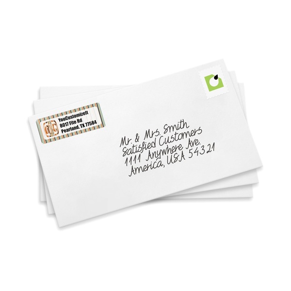 Orange & Blue Stripes Mailing Label on Envelopes