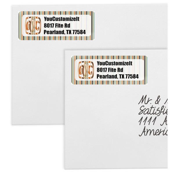 Orange & Blue Stripes Mailing Labels - Double Stack Close Up