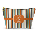 Orange & Blue Stripes Makeup Bag - Large - 12.5"x7" (Personalized)