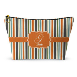 Orange & Blue Stripes Makeup Bag (Personalized)