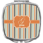 Orange & Blue Stripes Compact Makeup Mirror (Personalized)