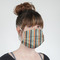 Orange & Blue Stripes Mask - Quarter View on Girl