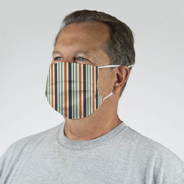 Orange & Blue Stripes Mask - Quarter View on Guy