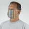 Orange & Blue Stripes Mask - Quarter View on Guy