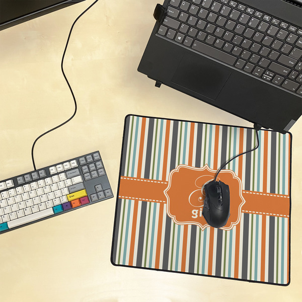 Orange & Blue Stripes Medium Gaming Mats - LIFESTYLE