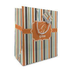Orange & Blue Stripes Medium Gift Bag (Personalized)