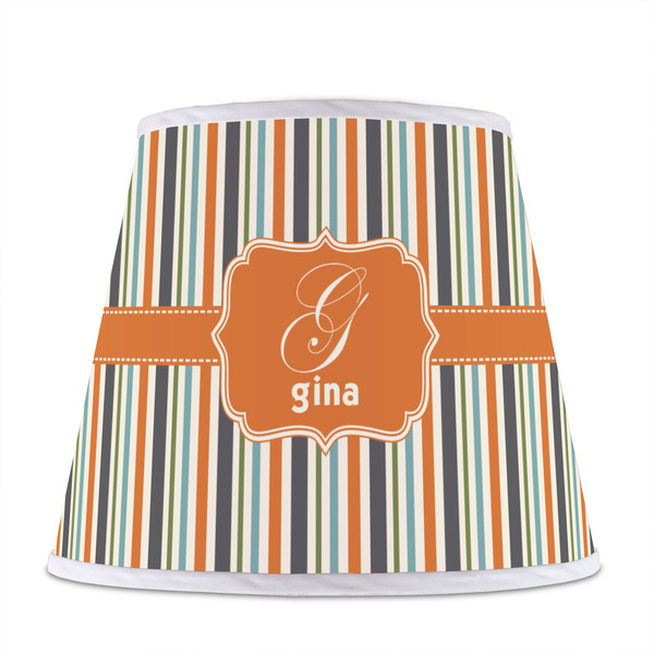 Orange & Blue Stripes Poly Film Empire Lampshade - Front View