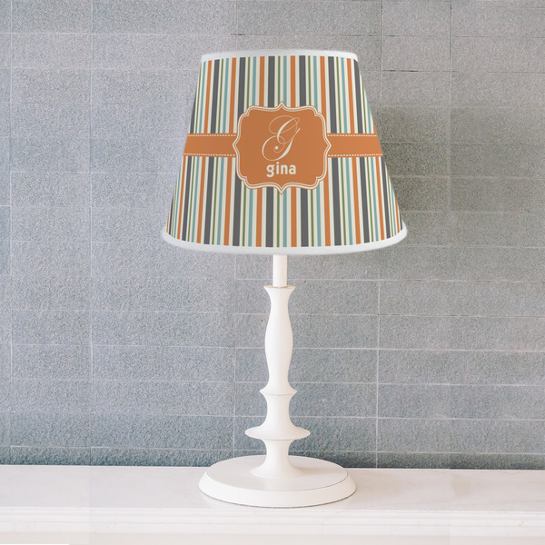 Orange & Blue Stripes Poly Film Empire Lampshade - Lifestyle