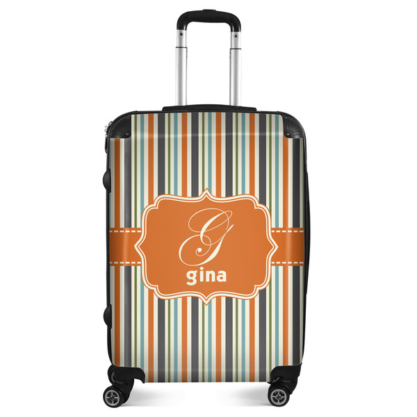Custom Orange & Blue Stripes Suitcase - 24" Medium - Checked (Personalized)