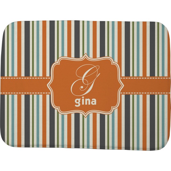 Custom Orange & Blue Stripes Memory Foam Bath Mat - 48"x36" (Personalized)