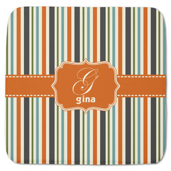 Orange & Blue Stripes Memory Foam Bath Mat - 48"x48" (Personalized)