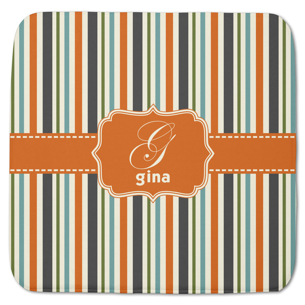 Custom Orange & Blue Stripes Memory Foam Bath Mat - 48"x48" (Personalized)